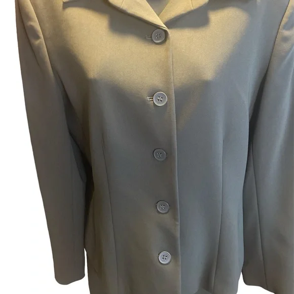 VINTAGE WOMENS JONES NEW YORK PLATINUM OLIVE GREEN PANTS SUIT - Picture 3 of 15